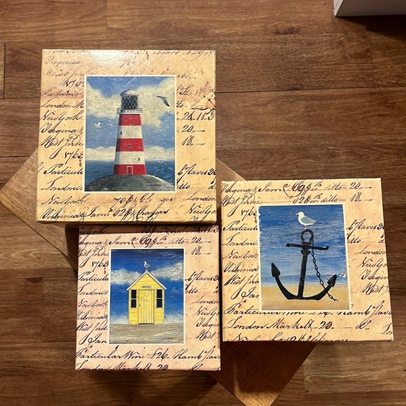 Set of three storage boxes in shore theme - Picture 1 of 4
